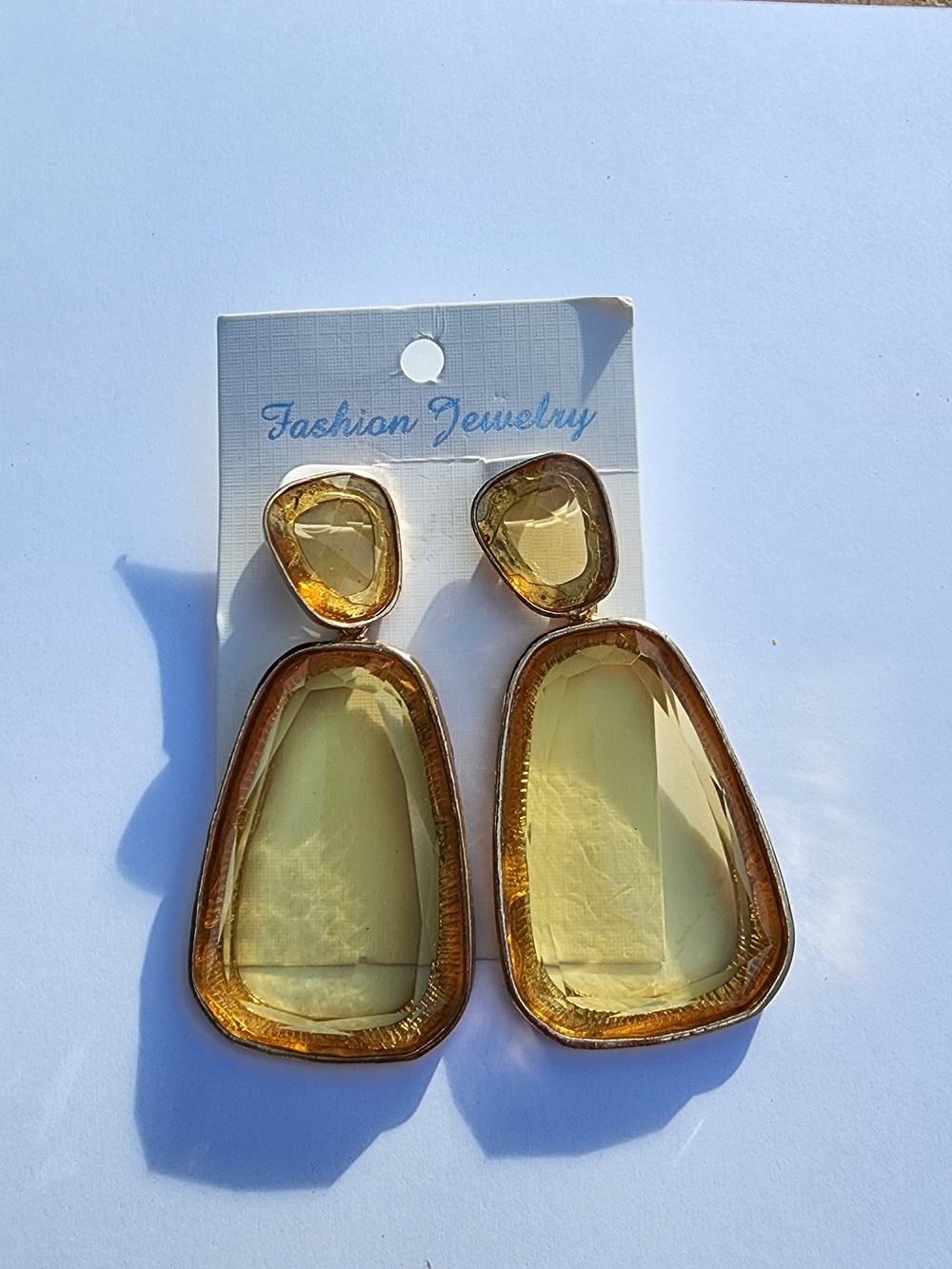 Fashion Jewelry Gold Tone Pale Yellow Drop Earrings